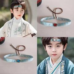額を包む子供用ヘアバンド、漢服ヘッドバンド、古代風ヘアバンド、額ストラップ、男の子用古代衣装ヘッドバンド、馬面スカート、ヘアアクセサリー
