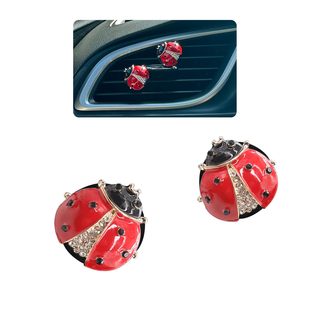 Cross-border ladybug car air freshener air outlet clip shiny cute ladies accessories rhinestone car accessories