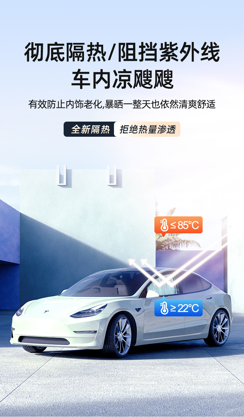 Suitable for Tesla Model 3/Y Sunshade, Sun Protection, Heat Insulation, Interior Modification Parts, Sun Visor, Special Car Accessories