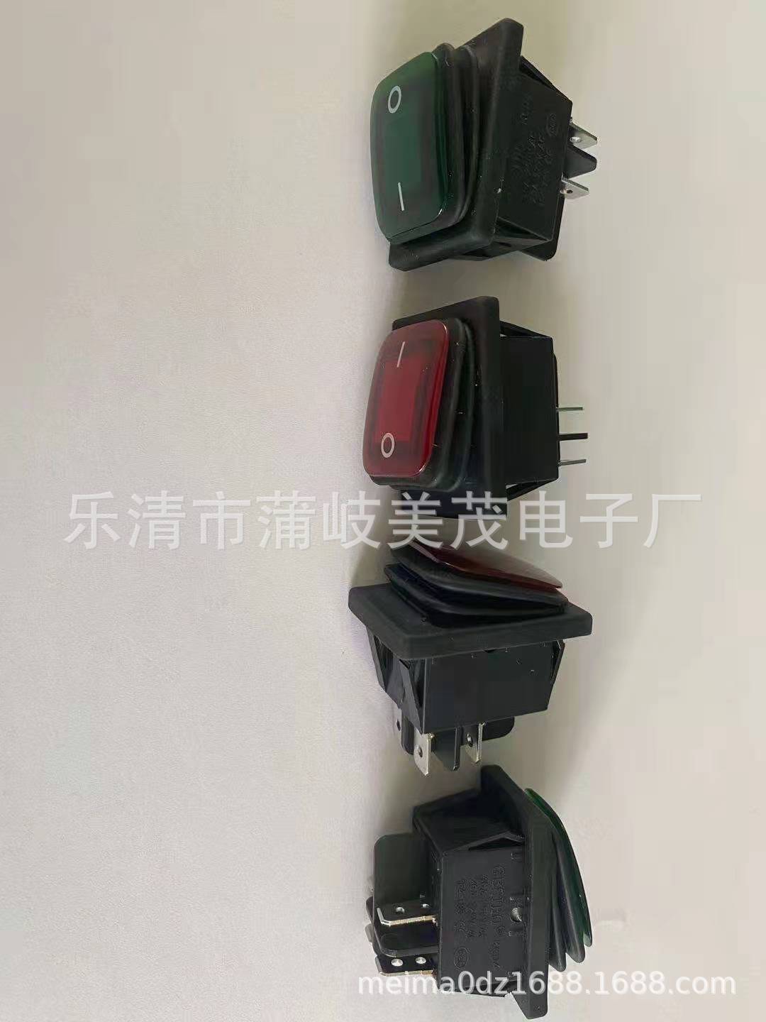 船型开关KCD4大电流脚翘板开关 防尘防水四脚两档30A黑色船形开关