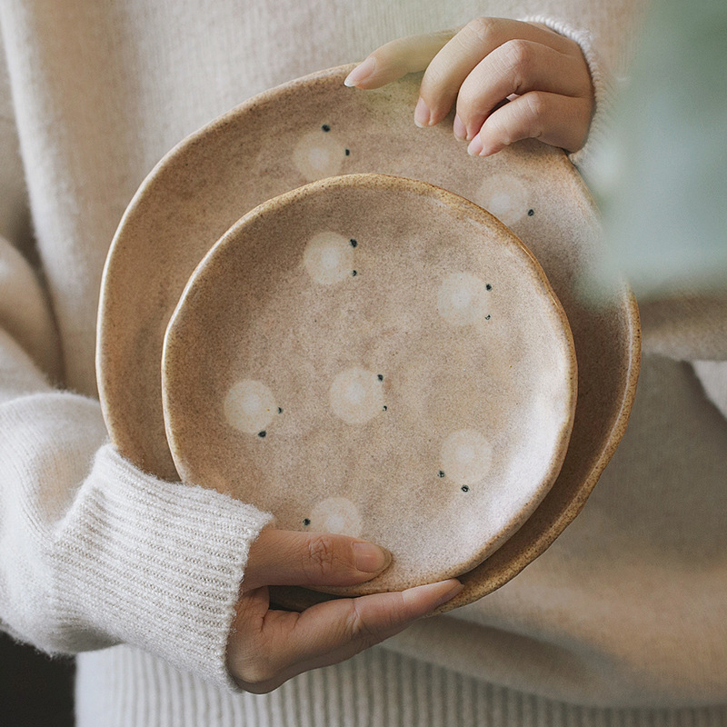 Japanese-Style Cute Plate Set Trendy Niche Ceramic Girls' Tableware Western Cuisine Dessert L^