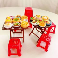 ノスタルジックなミニ折りたたみ小さなダイニングテーブル装飾品ドールハウスミニチュアシミュレーション食品おもちゃモデルアクセサリーままごとのおもちゃ