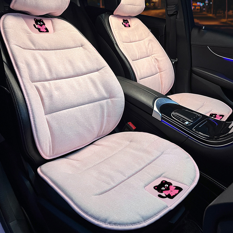 リネン車クッション夏通気アイスクッションレディース四季通用アニメかわいい車飾りシートカバー|undefined