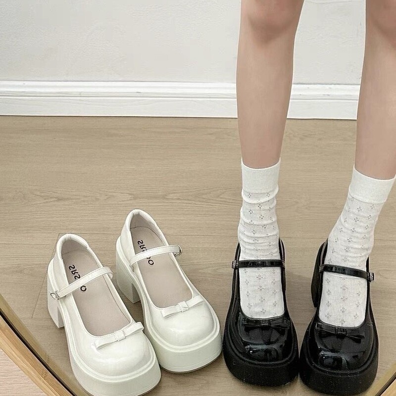 Lan Jue French-Style High-Heeled Thick-Soled Leather Shoes for Women, Paired with Skirts, 2026 Spring/Summer New Retro Mary Jane Shallow-Mouthed Single Shoes