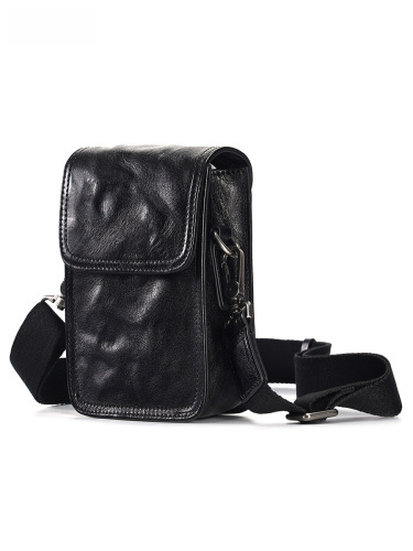 Leather Men's Single Shoulder Bag with Belt Casual Phone Waist Bag for Men, Genuine Leather Retro Crossbody Bag, Wholesale