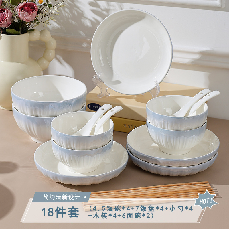 [Comida para cuatro personas] [Fábrica de origen] Conjunto de platos de cerámica cubiertos de alta temperatura platos de cerámica de fideos caseros platos image 19