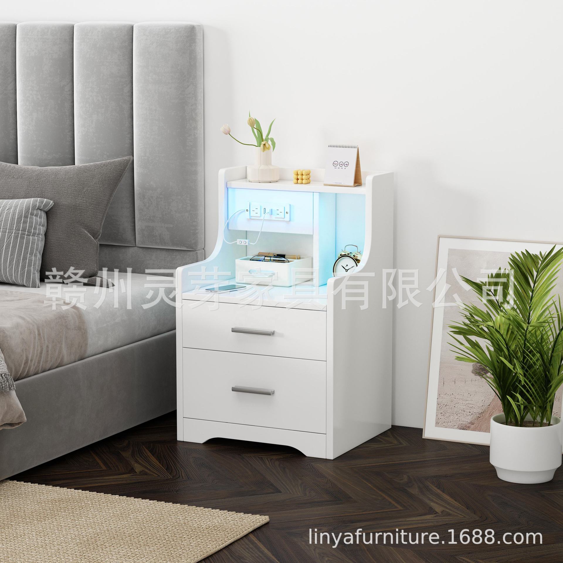 Amazon venta caliente de muebles de tablero con diodos luminosos recargables mesas de cama fábrica de comercio exterior al por mayor