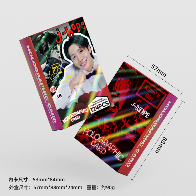 新款124张镭射卡JHOPE闪卡明星照片卡明信片贴纸郑号锡LOMO卡自印|undefined