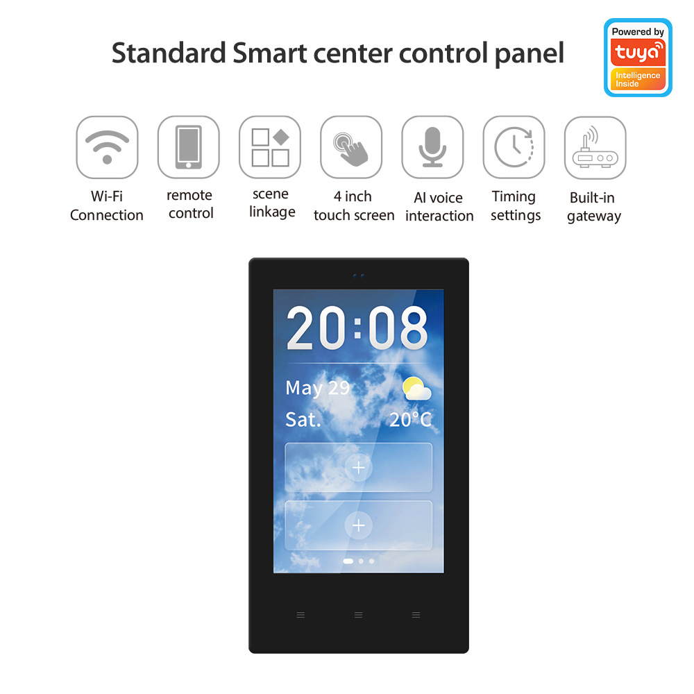美规4寸Tuya智能中控面板多功能触摸屏控制面板ZigBee网关灯开关