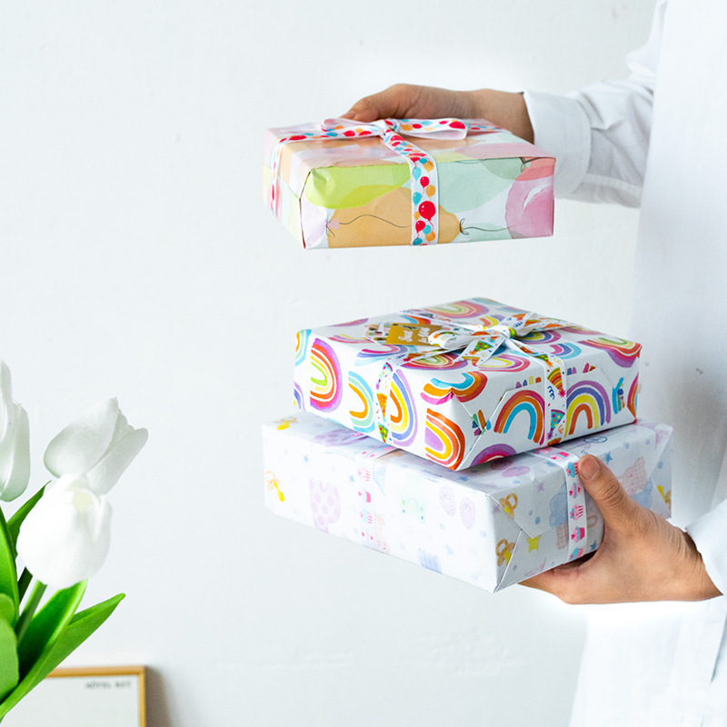 Papel de regalo colorido de Amazon, papel de regalo para el Día del Niño, papel estucado, papel de fondo, papel para cubiertas de libros, venta al por mayor