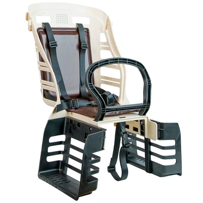 Seat, Rear Seat for Young, Motorcycle child seat - bicycle-model-five-point-safety-belt-ce-certified-off-white-black-leather-seat-cushion