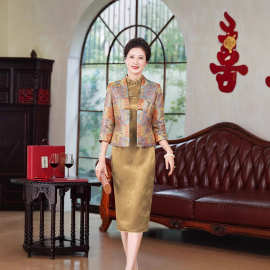 高端搭配旗袍秋冬外套新款气质妈妈婚宴上衣平时可穿工厂批发2511