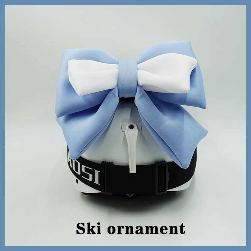 Fog Blue and White Double Layer Bow Motorcycle Detachable Riding Ski Helmet
