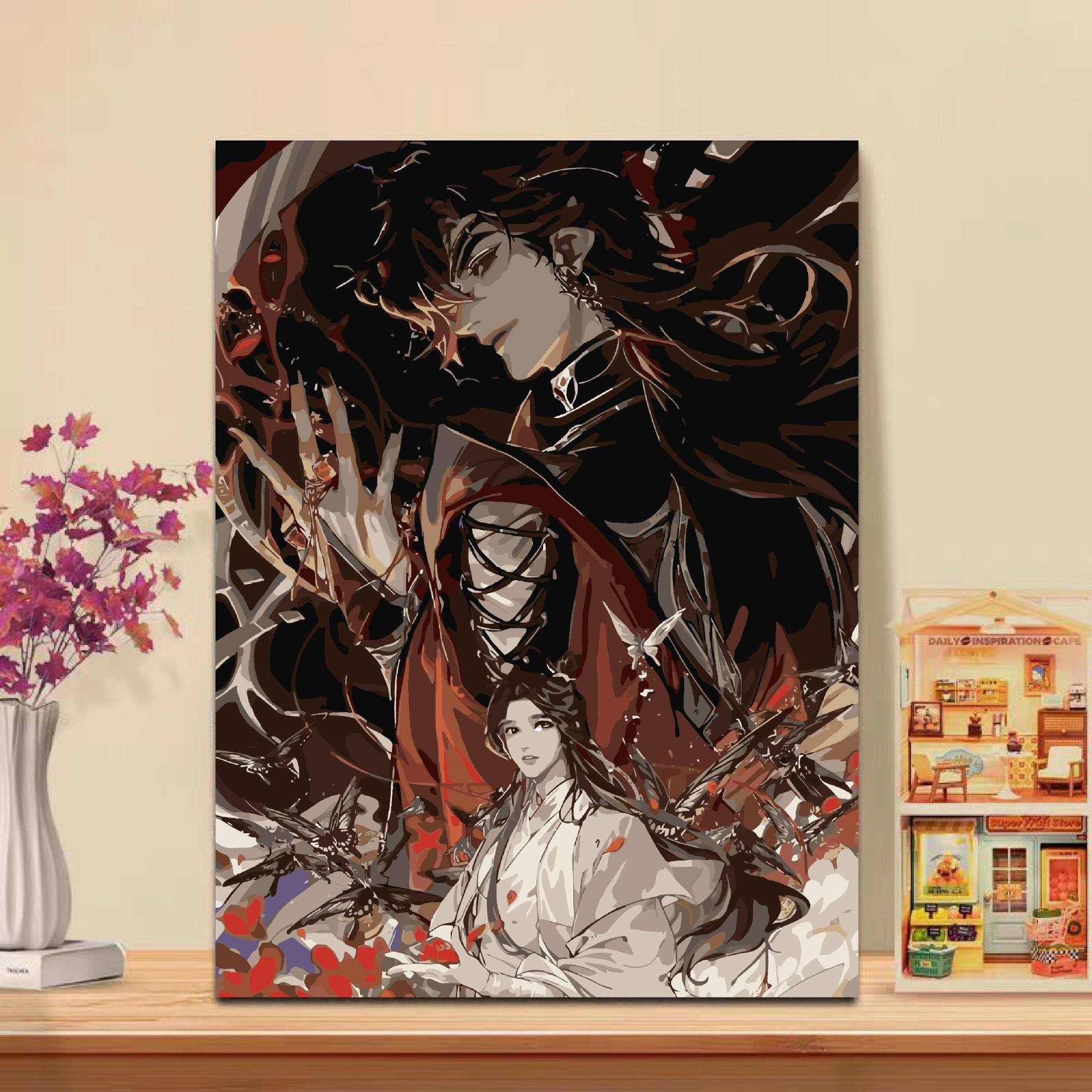 Pintura al óleo digital de alto nivel del gobierno celestial bendijo a Junwu diy aburrido dibujo a mano acrílico pintado a mano pintura colgante de descompresión