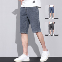 新款薄款牛仔短裤男棉弹休闲百搭五分裤夏季宽松直筒青年男士中裤