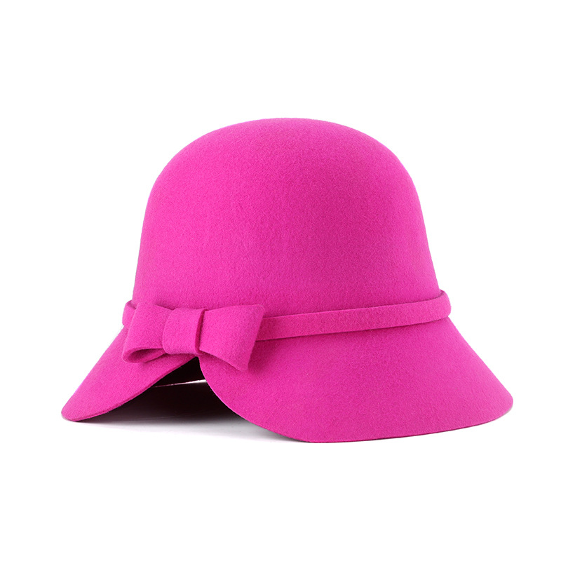 Sombrero de otoño e invierno pura lana estilo Coreano Japonés personalidad la moda brecha arco pequeño sombrero cúpula en stock al por mayor