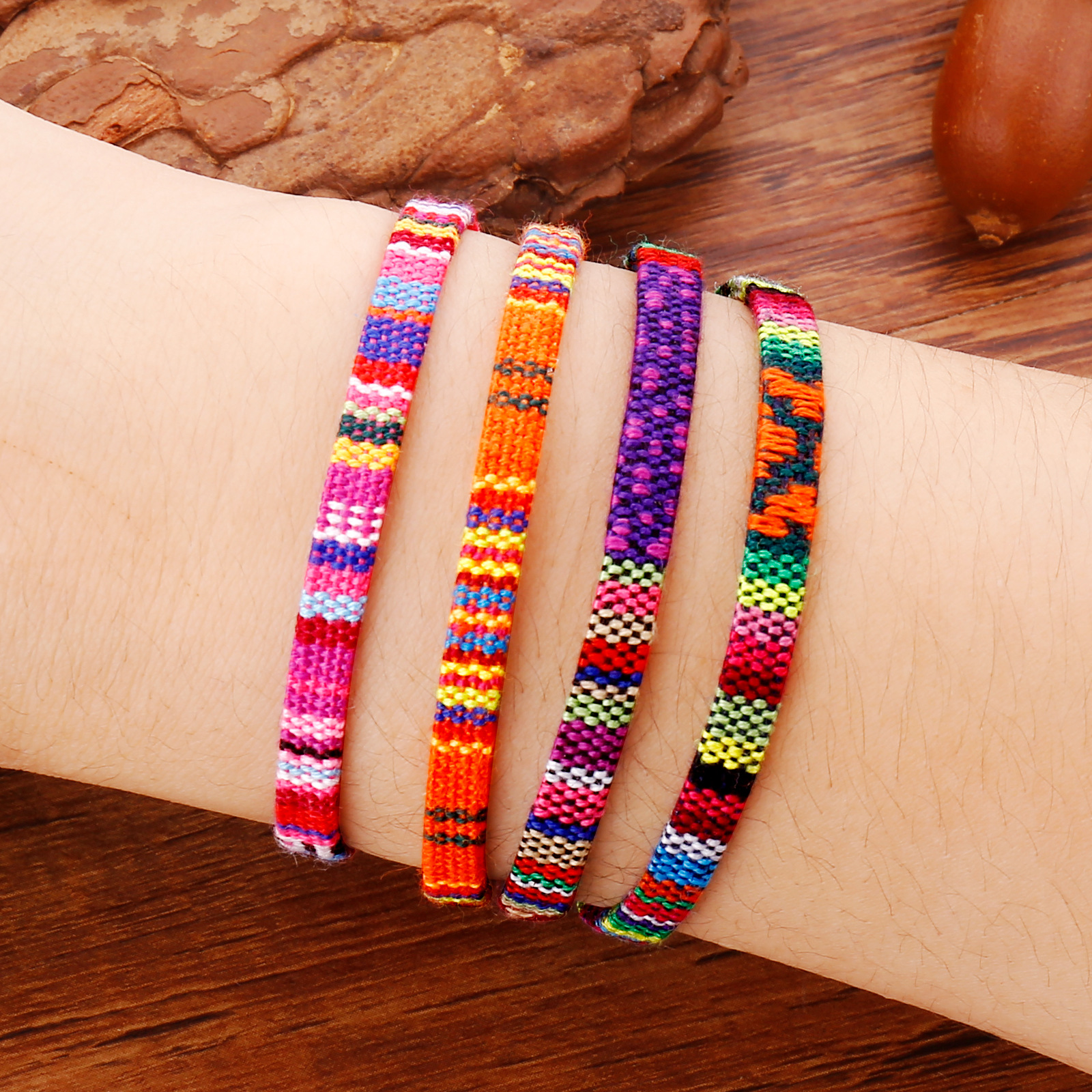 Bohemian Colorful Polyester Braid Women's Bracelets display picture 1