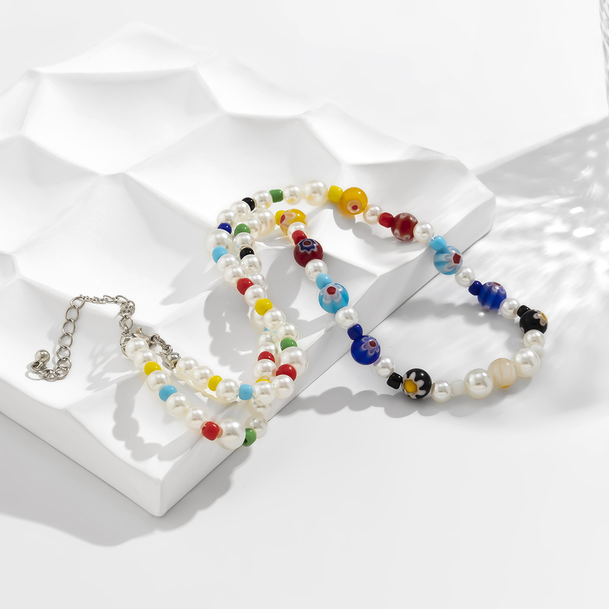 Imitation Pearl, glass Material Simple Style Geometric Imitation Pearl Glass Beaded Unisex Necklace