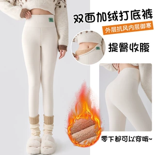 梳棉绒棉裤白色女外穿秋冬季加绒加厚高腰打底裤子东北特厚保暖裤
