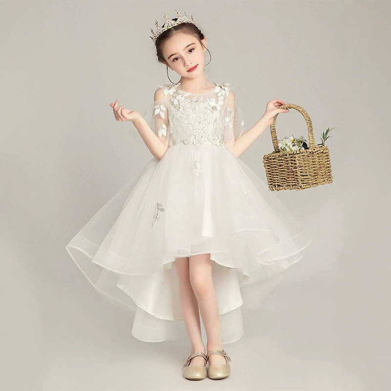 New Style Girls' Princess Dress, Flower Girl White Gauze Wedding Dress, Kidsren's Host Evening Dress, Little Girl's Piano Performance Dress New Style Girls' Princess Dress, Flower Girl White Gauze Wedding Dress, Kidsren's Host Evening Dress, Little Girl's Piano Performance Dress