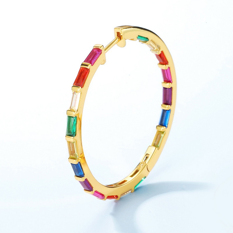 10g Weight 925 Sterling Silver Ear Needle Material Zircon Inlay Material Hoop Earrings Classification 1 Pair Quantity 1 Pair 925 Sterling Silver Geometric Circle Zircon Hoop Earrings