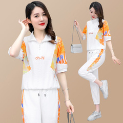 2022 New Fashionable and Stylish Summer Women's Sportswear Set with Short-Sleeved T-Shirt and Ice Silk Pants 