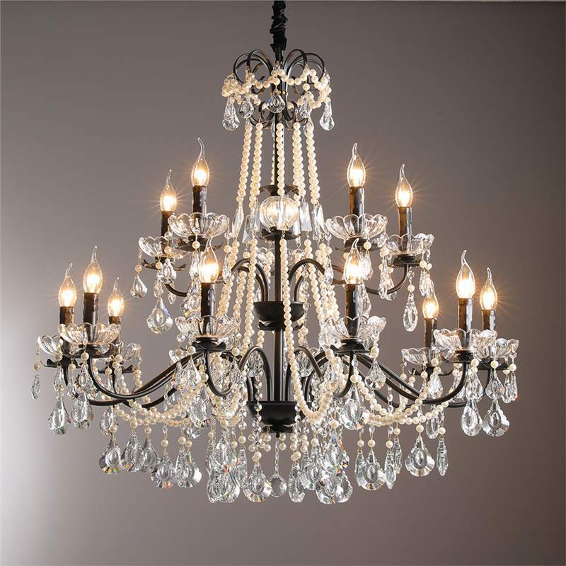 Cristal black retro country ceiling lamp for living room for bedroom