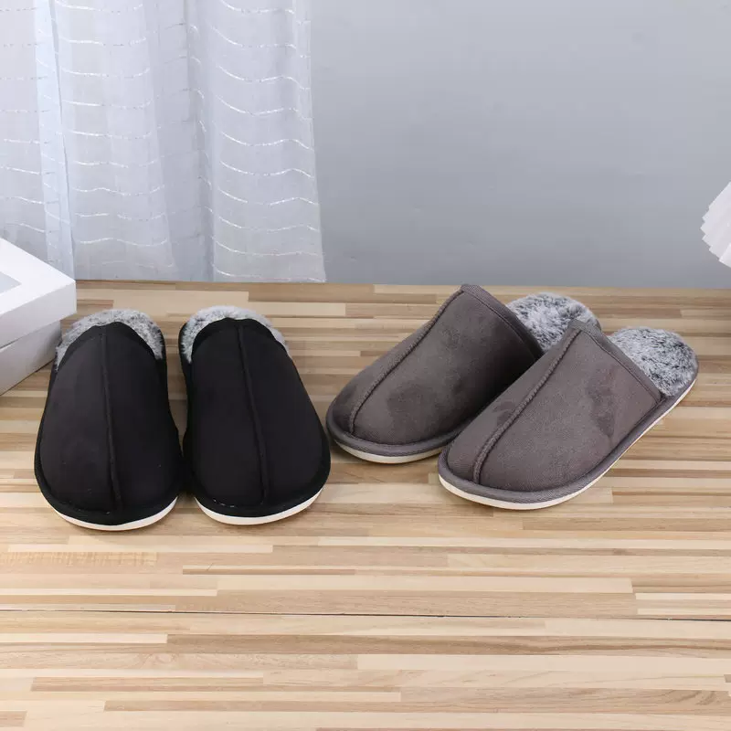 秋冬季新款家居棉鞋麂皮绒帮面摇粒绒内里褪色兔毛中底PVC大底