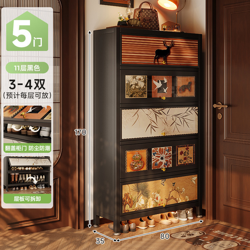 Gabinete de zapatos de acero puerta doméstica estilo antiguo de gran capacidad puerta de entrada de almacenamiento integral contra la pared 2025 nuevo rack de zapatos