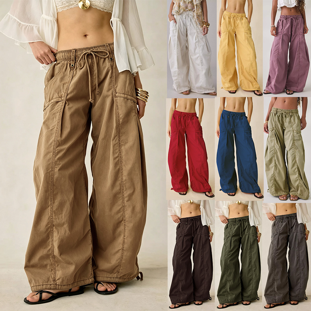 Women's Wide-Leg Pants 2026 European and American Cross-Border Foreign Trade Spring and Autumn New Street Style Loose Casual Cargo Pants 16236