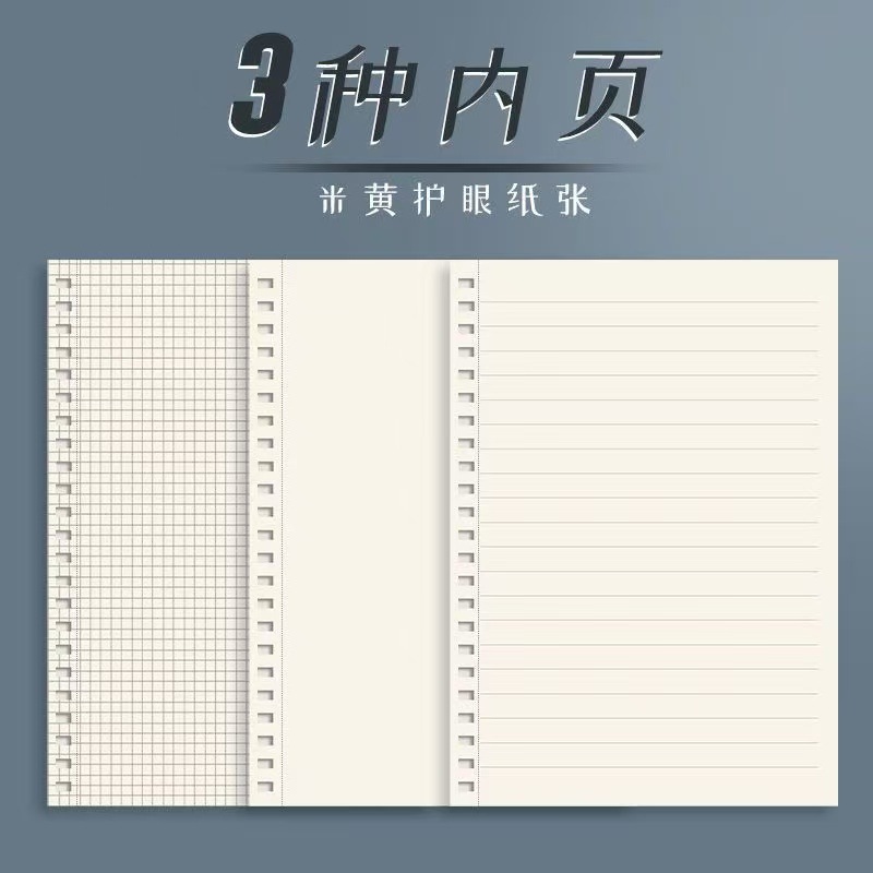 B5 Spiral Notebook for College Students, Thickened Notebook, Simple A5 Lined Grid Diary, Blank A6 Office Notepad