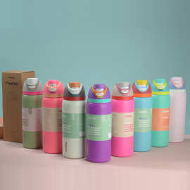 现货时尚owala双饮运动水壶304不锈钢真空保温杯便携大容量水果杯