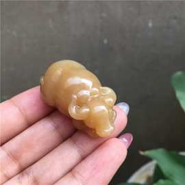 天然新疆和田玉 且末糖料切莫蓝 青花 烟紫 牛气冲天 生肖牛 挂件