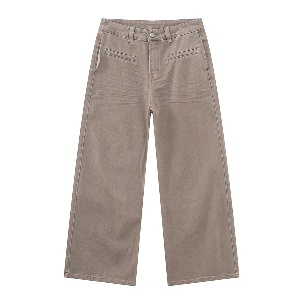 MTLCLOTHES Ropa de hombre | Cuatro estaciones, bolsillo personalizado, desgaste inverso, diseño plisado, color sólido, jeans drapeados, moda