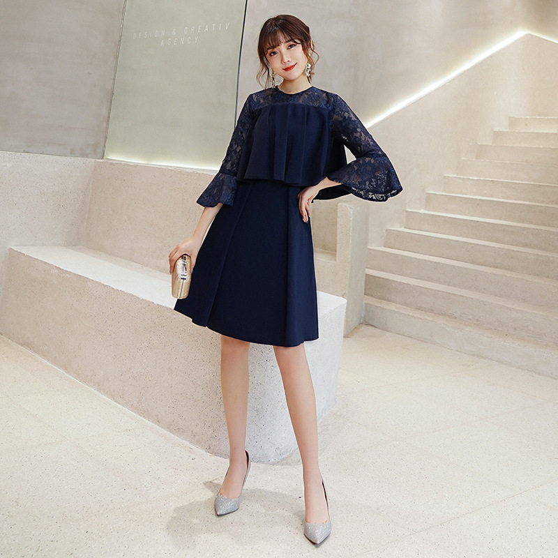 Vestido de noche elegante negro para mujer, estilo nuevo de verano 2026, elegante y adelgazante, aura reginal para banquetes.