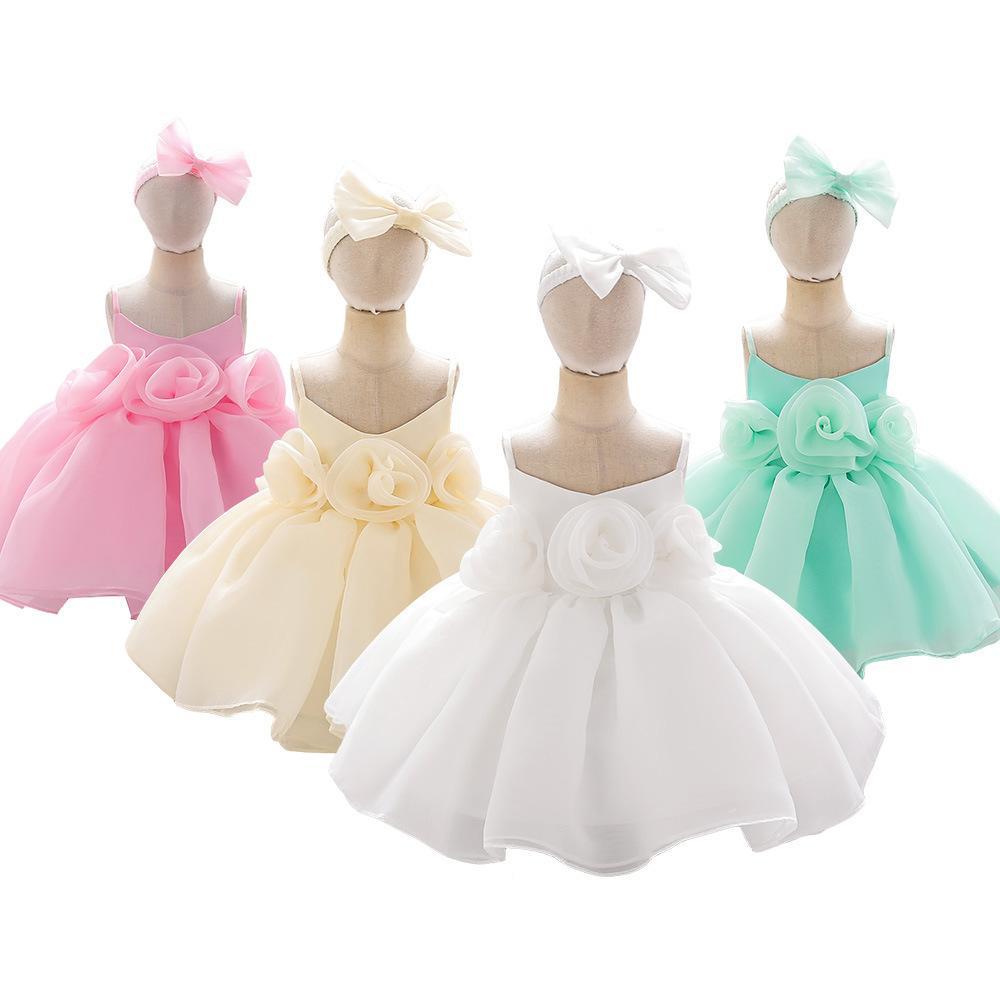 Comercio exterior nuevos niños pequeños y medianos princesa vestido bebé cumpleaños banquete vestido tridimensional ramillete vestido de cabestrillo image 6