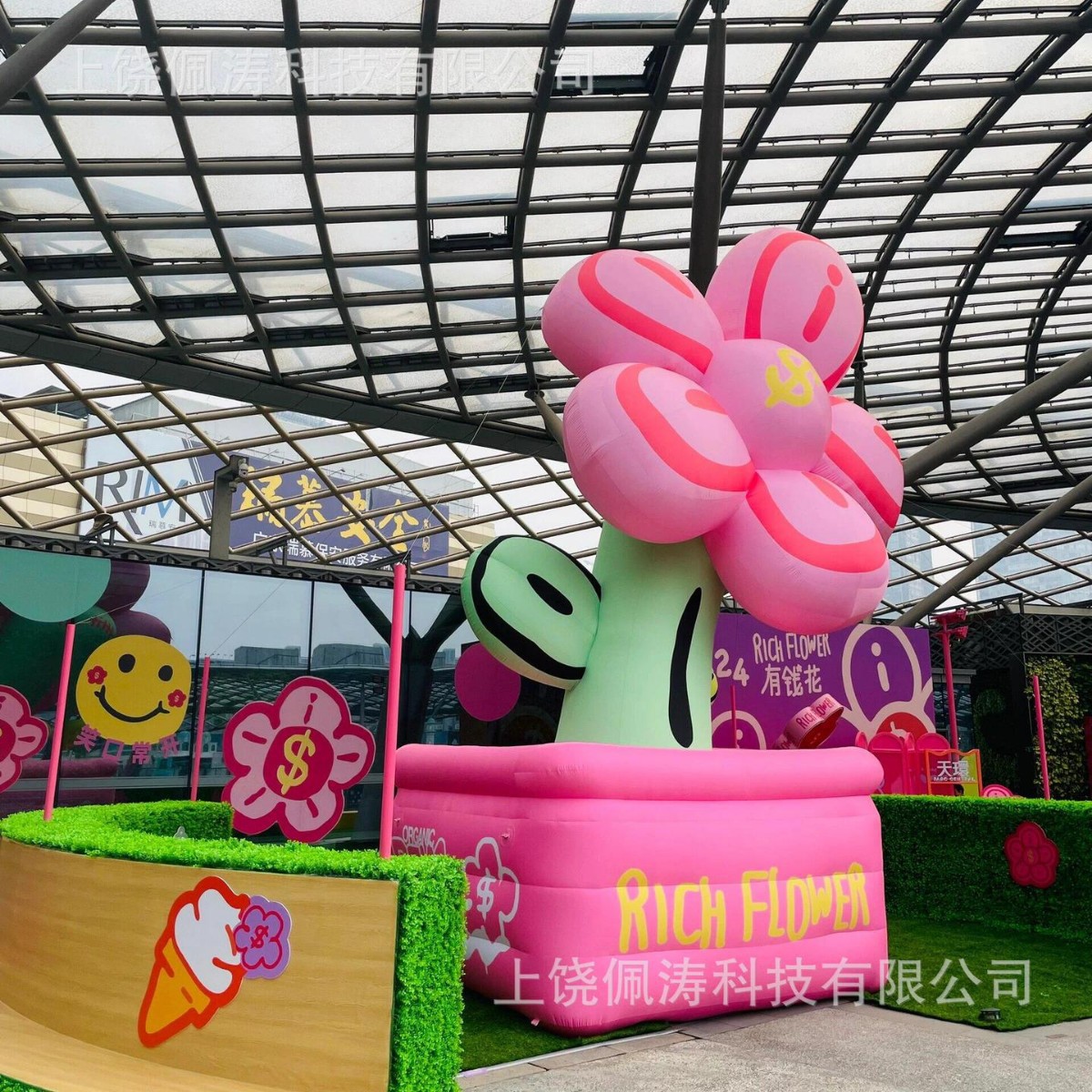 充气花朵气模发光美陈装饰悬挂卡通郁金香气模商场中庭网红打卡