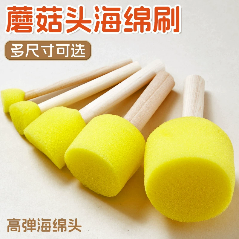Оптовая фабрика деревянная ручка круглый гриб губка рисование кисти для детей diy рисунок губка печать граффити искусство