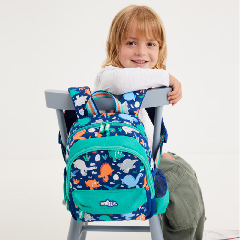 Australia smiggle mochila escolar escuela primaria kindergarten clase grande nuevo dinosaurio dibujos animados bebé mochila bolsa de comida