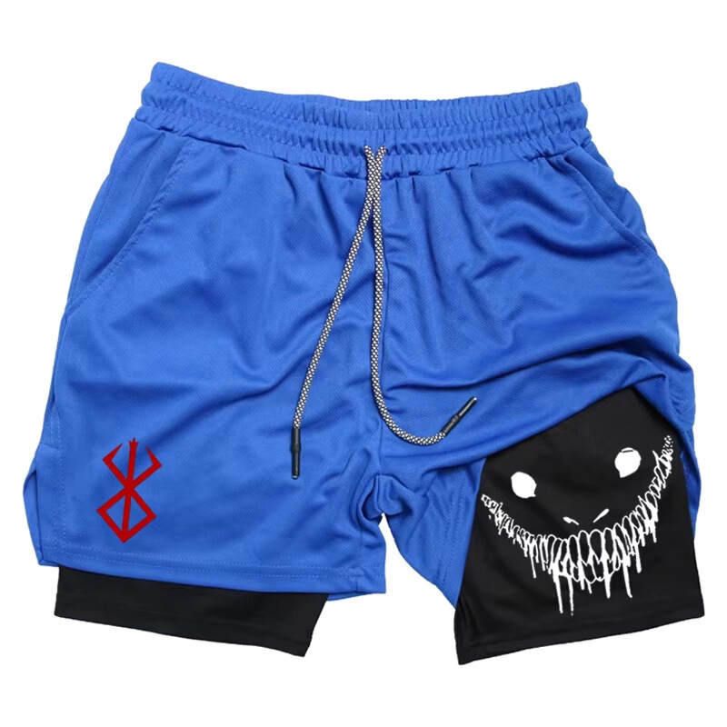 Summer new men's 2-in-1 athletic shorts - quick-drying shorts for the gym, running, and casual wear, featuring a double-layer mesh design