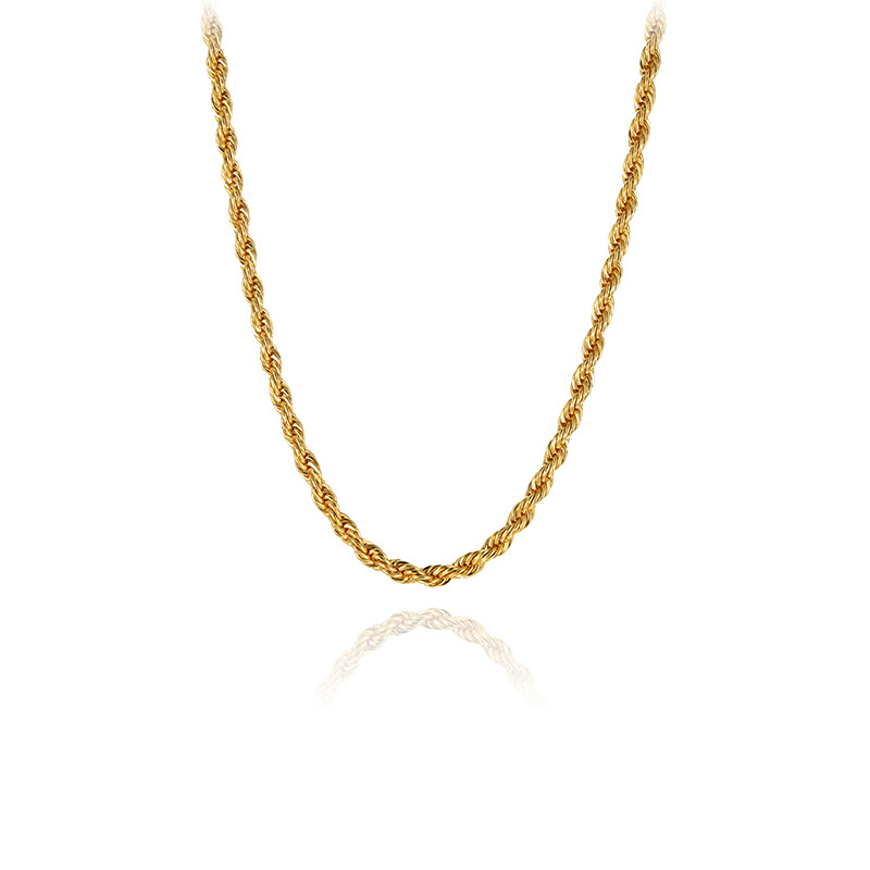 Xuping estilo ligero de lujo temperamento aleación de cobre chapado 24k personalidad collar de cadena de torsión simple cadena de cadena transfronteriza