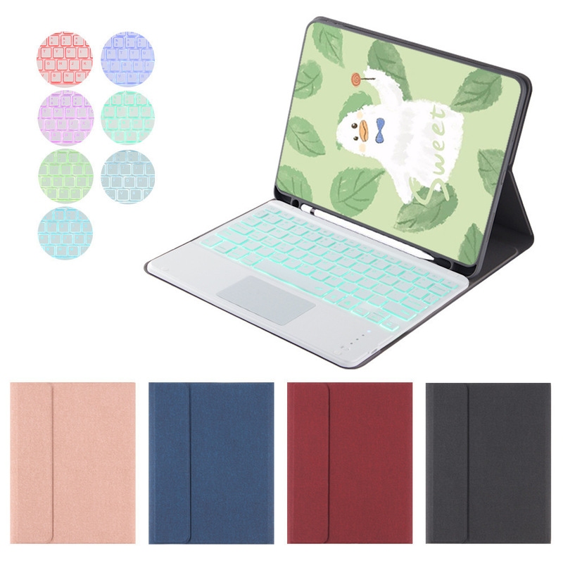 Suitable for iPad Air4 Touch Bluetooth Keyboard 10.2 Pen Slot Protective Cover Air2 Cloth Pattern Colorful Backlight Full Package