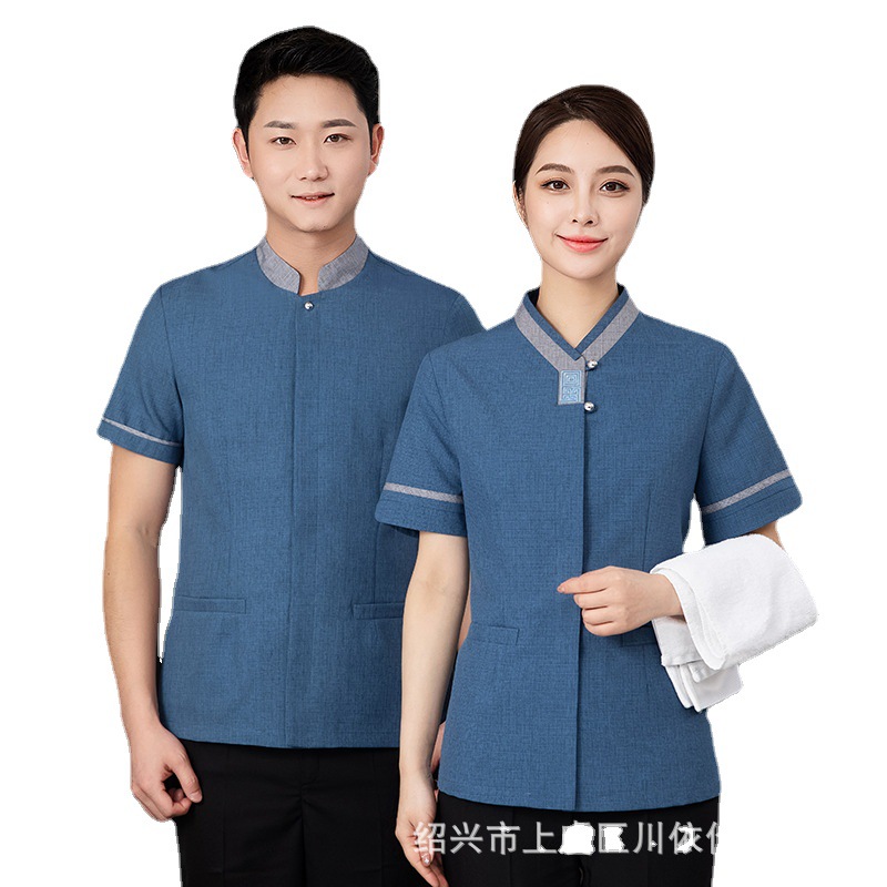 Hotel cleaning work clothes short sleeve summer women's suit property floor hotel room cleaner aunt AP uniform