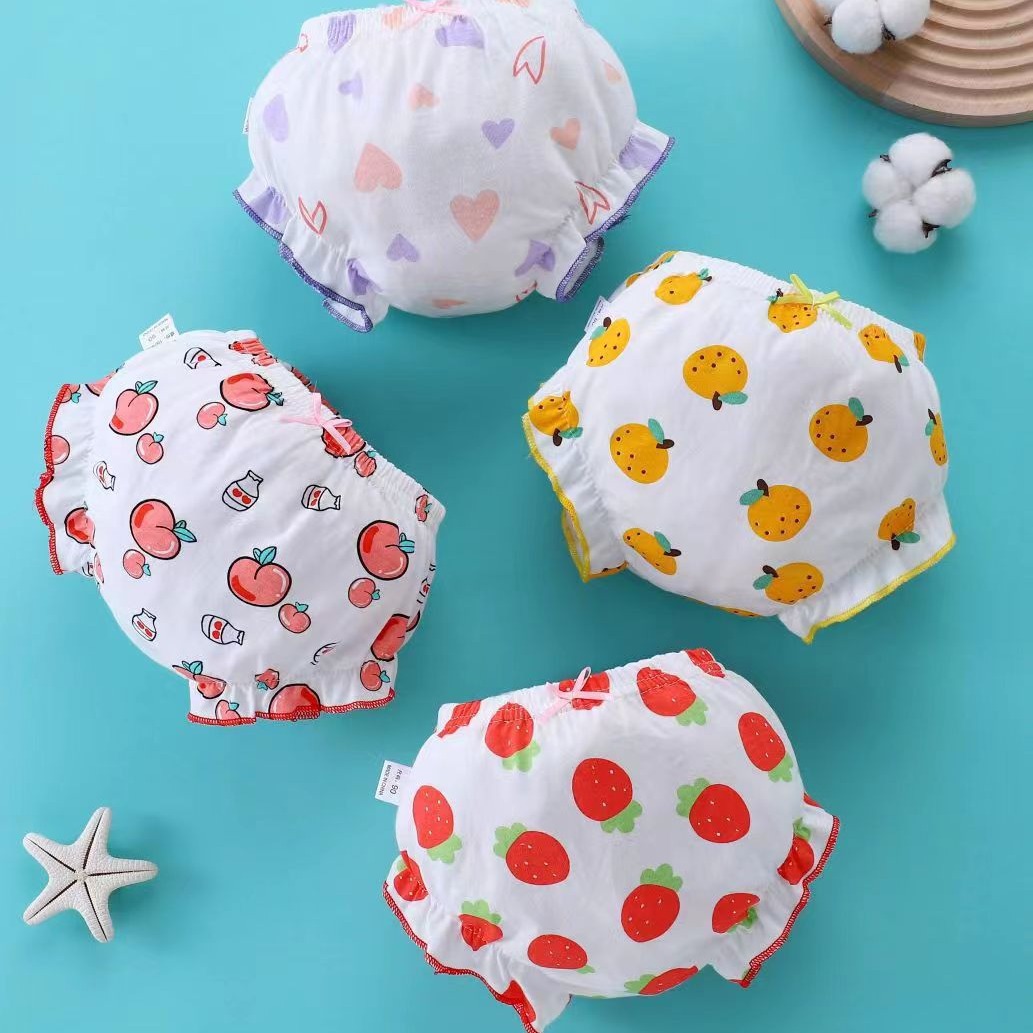 Girls' Summer Underwear Baby Bloomers Children's Bloomers 100% Cotton Infant A-Class Girls' Triangle Lantern Pants Toddler