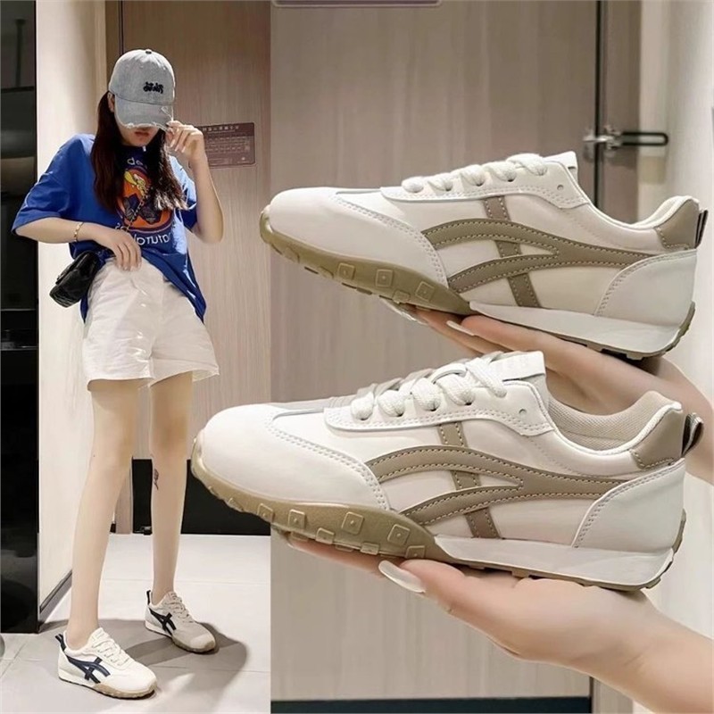 小众鞋厚底新款休闲鞋春季百搭网平底女款红2025单鞋运动皮面德训|undefined