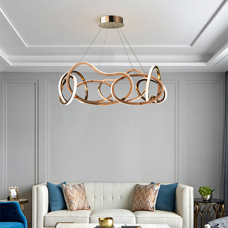 Lámparas de diseño de círculo ligero creativo acero inoxidable redondo en forma de lámpara de escritorio guisante candelabros sala de estar lujoso bar moderno comidas