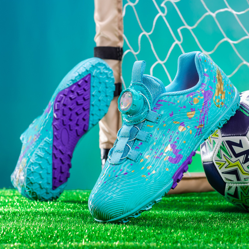 ShoeGlobe, scarpe sportive da ginnastica per la scuola elementare, con bottoni rotanti transfrontalieri, per bambini, con tacchetti da calcio_voghion.com