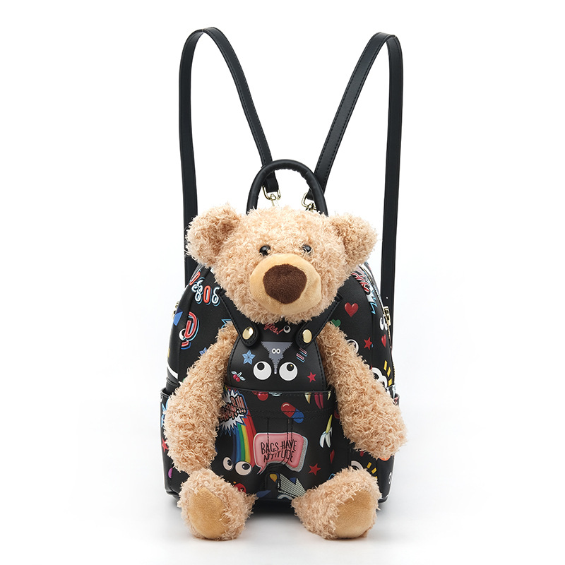 Damas mochila de hombro casuales caricatura encantadora mochila de estudiantes impresión de moda de diseño de viaje sensación de oso 2796 #