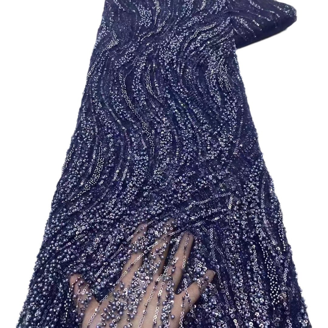 Multicolor hueco perla sequinilla malla cuentas tubo bordado tela cuentas encaje apertado vestido de boda transfronterizo