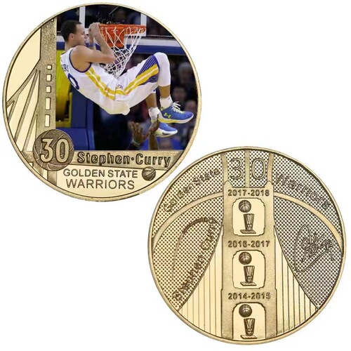 NBA star Curry commemorative coin gold coin gold-plated die-cast badge collection medal commemorative coin gift